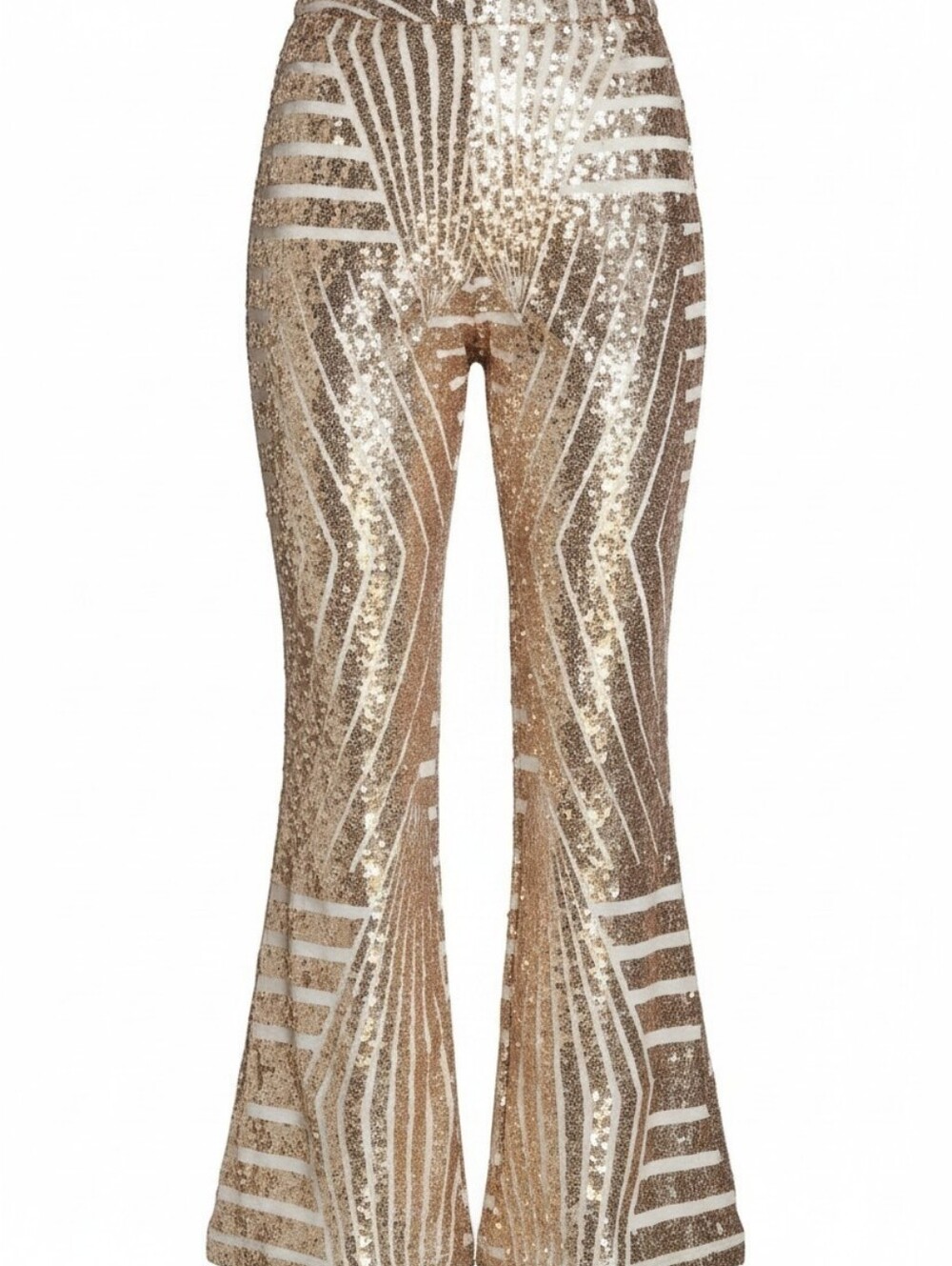 Rose Gold Sequin High Rise Flare Pants Size Large